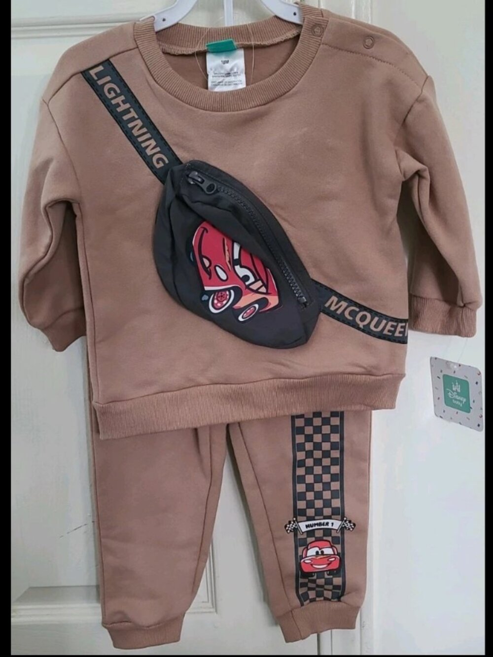 NWT 🚘 Disney Pixar Cars Lightning McQueen Sweatshirt & Sweatpants In Brown 18 M
